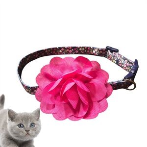 Vibrant Floral Cat Collar with Pink Bloom